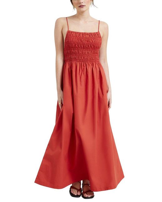 MODERN CITIZEN Red Sonika Smocked Bodice Dress