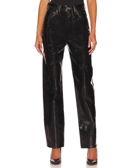Agolde Black Recycled Leather 90's Pinch Waist