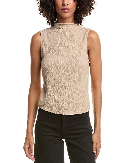 Bella Dahl Black Mock Neck Smocked Top