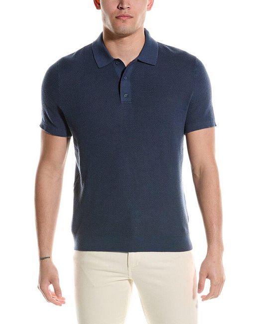 Onia Blue Textured Polo Shirt for men