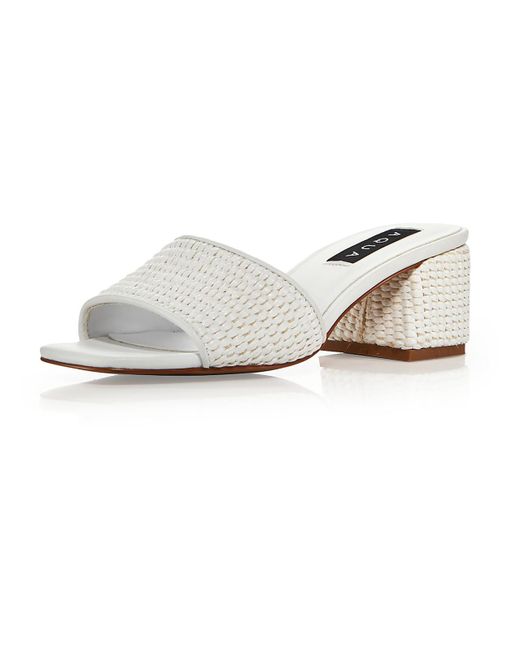 Aqua White Suri Raffia Slip-on Slide Sandals