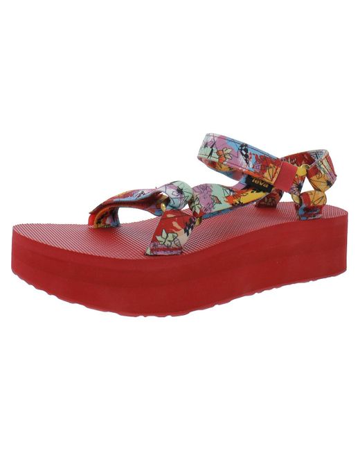 Teva Red Printed Manmade Platform Sandals
