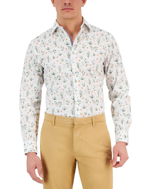 BarIII White Plaid Stretch Button-down Shirt for men