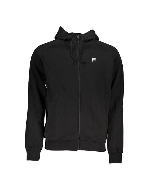 Fila Black Sleek Hooded Zip-up Sweatshirt for men