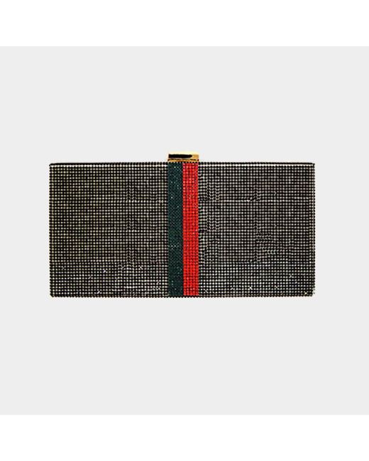 Fashnzfab Black Bling Color Block Rectangle Evening Clutch Crossbody Bag