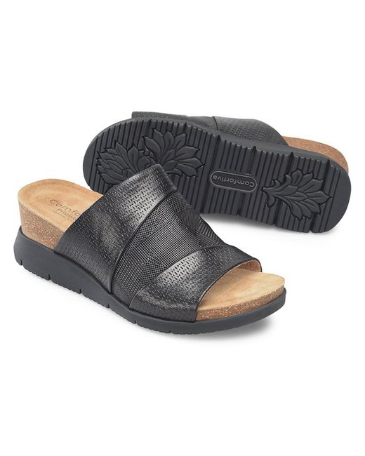 Comfortiva Gray Smithie Slip On Wedge Mule Sandals