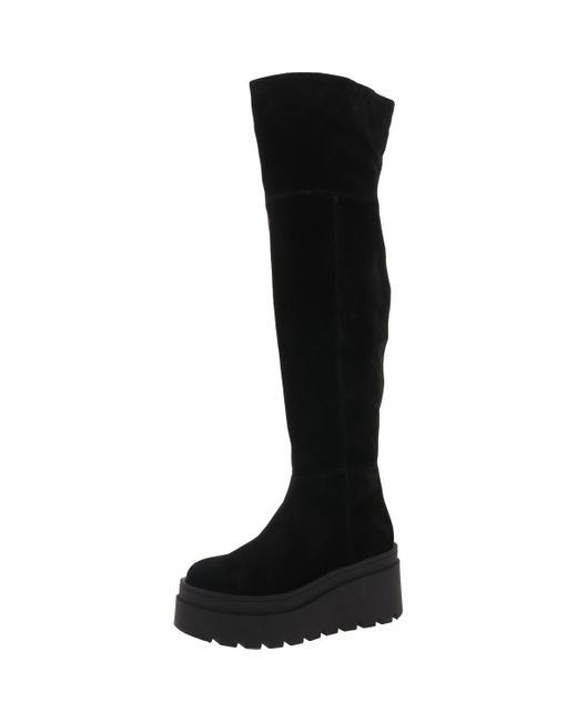 Free People Black Calling Suede Chunky Over-The-Knee Boots