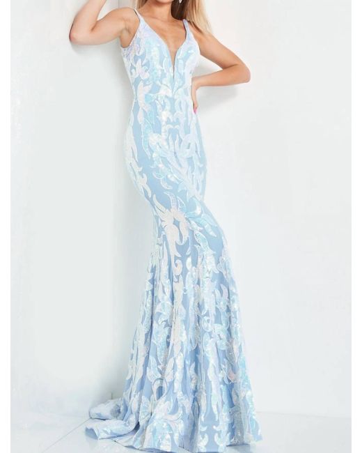 Jovani Blue Slinky Gown