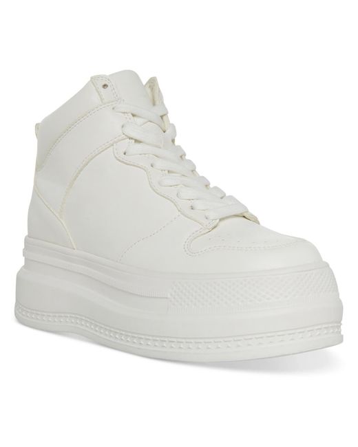 Madden Girl White Jamz Retro Lace Up High-top Sneakers