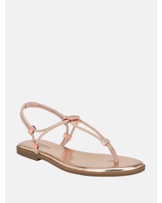 Guess Factory Pink Casens Stretch Cord Backstrap Sandals