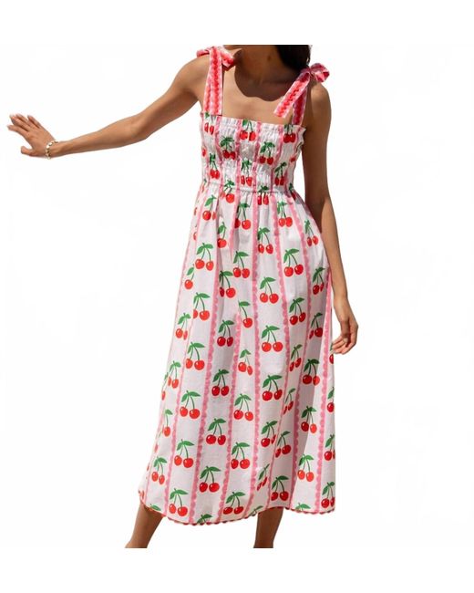 Pink City Prints Red Immy Midi Dress