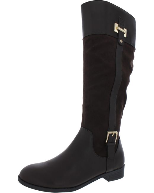 Karen Scott Faux Leather Zipper Knee-high Boots in Black | Lyst