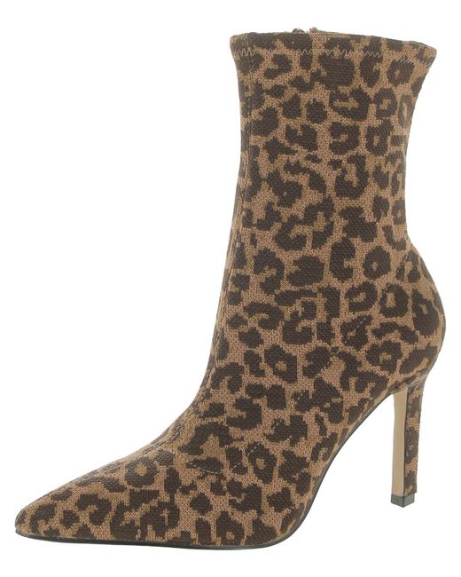 New York & Company Brown Animal Print Pointed Toe Ankle Boots