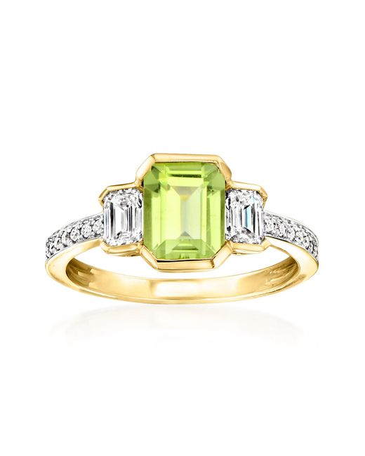 Ross-Simons Metallic Peridot Ring With Lab-Grown Diamonds