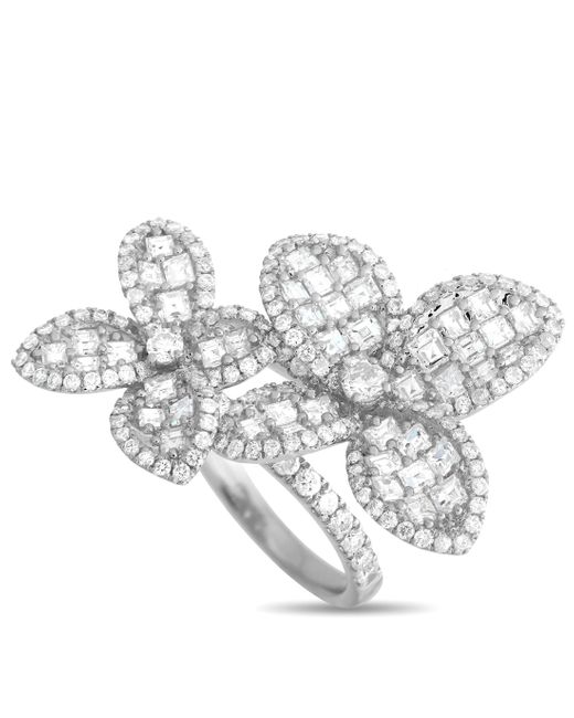 Non-Branded White Lb Exclusive 18k Gold 2.81ct Diamond Double Flower Ring Alr-18328-y