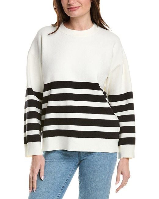 English Factory White Stripe Round Neck Sweater