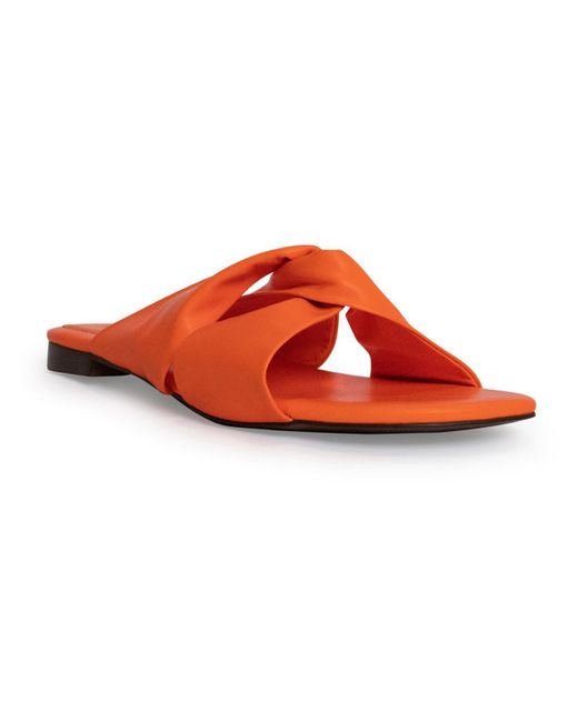 Smash Orange Nina Knot-front Slip On Slide Sandals