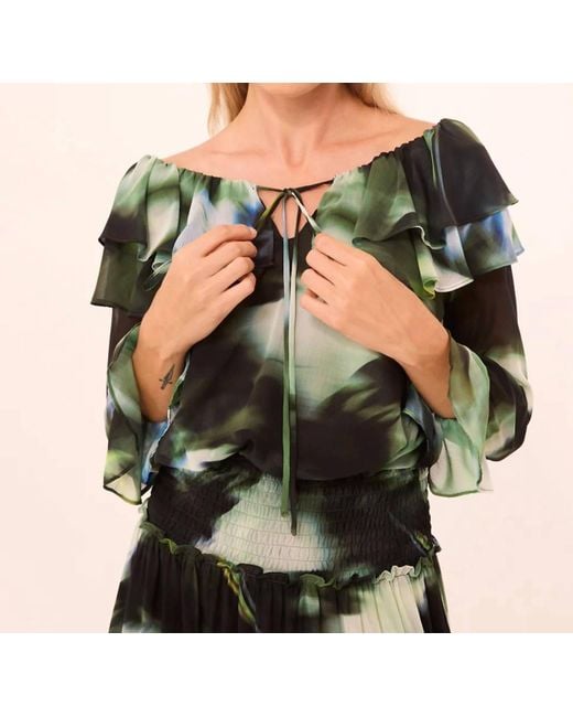 MISA Los Angles Green Patsy Off The Shoulder Top