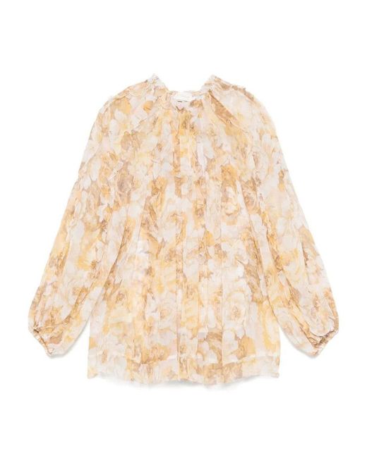 Zimmermann Natural Frill-Detail Billow Blouse