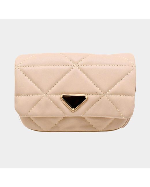 Fashnzfab Natural Faux Leather Rectangle Clutch Shoulder Crossbody Bag