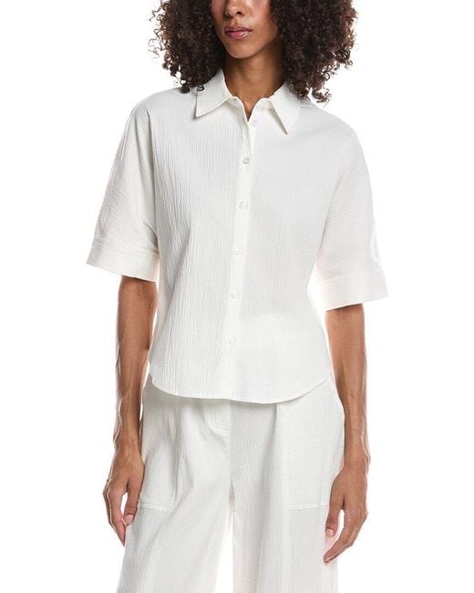 Bernardo White Dolman Button-Up Top