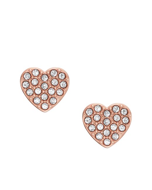 Fossil Metallic Ear Party Rose Gold-tone Stainless Steel Stud Earrings
