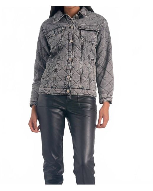 Elan Gray Denim Quilted Jacket