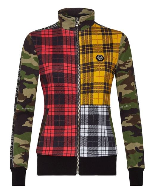 Philipp Plein Red Jogging Jacket Tartan
