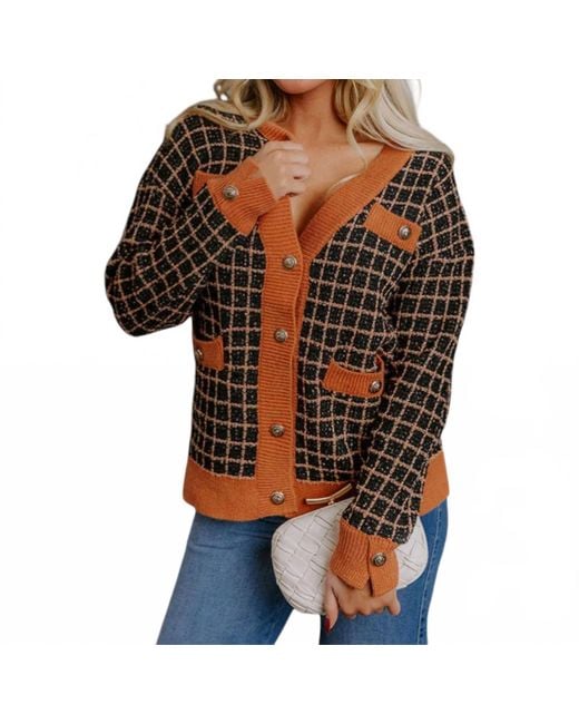 Fate Brown Checkered Cardigan