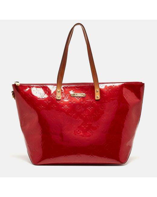 Louis Vuitton Red Pomme D'amour Monogram Vernis Bellevue Gm Bag