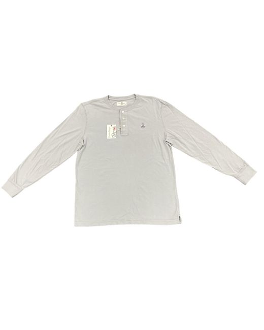 Psycho Bunny White Garment Dye Long Sleeve Henley Shirt for men