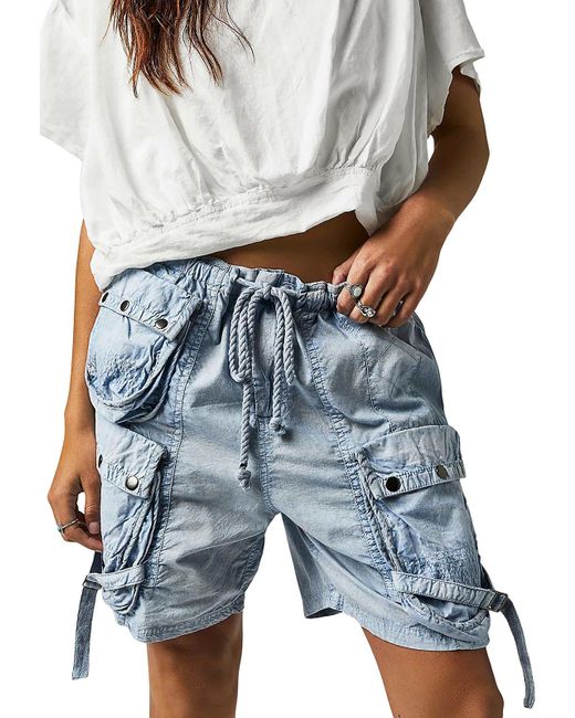 Free People Blue Buckles Tie Front Cargo Shorts