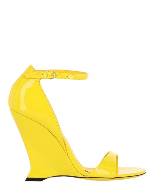 Ferragamo Yellow Vidette Patent Leather Wedge Sandals
