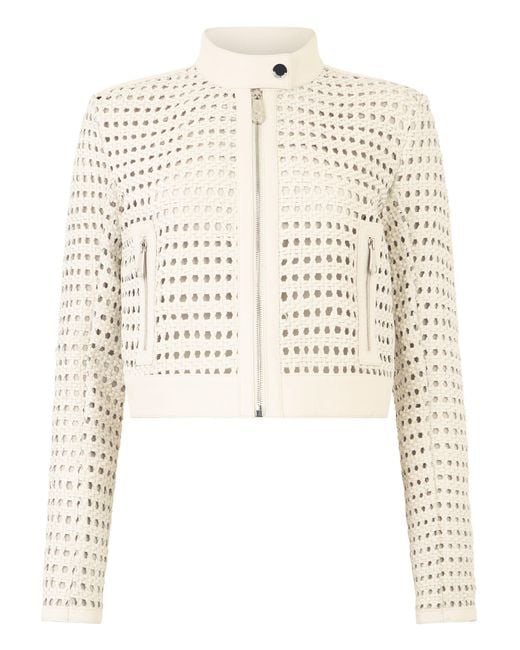 Philipp Plein Natural Weaved Leather Fitted Jacket