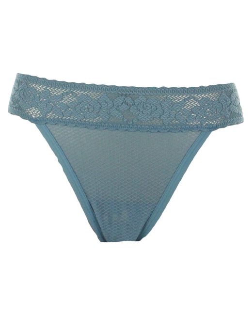 Commando Kitty Soft Lace Trim Sexy Thong Panty in Blue | Lyst