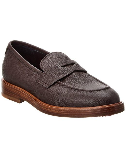 Isaia Brown Leather Loafer for men