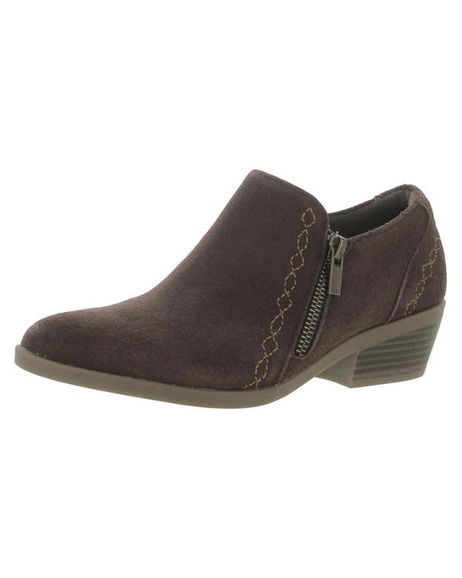 Earth Origins Brown Collette Caitlyn Suede Embroidered Booties