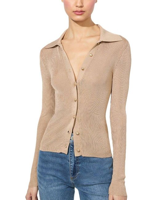 Alice + Olivia Blue Nealie Ribbed Polo Sweater
