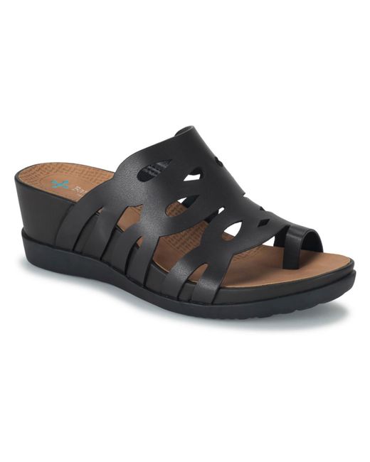 BareTraps Black Demetra Faux Leather Slip On Slide Sandals