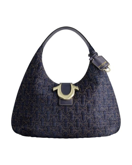 True Religion Blue Quilted Horseshoe Large Denim Hobo