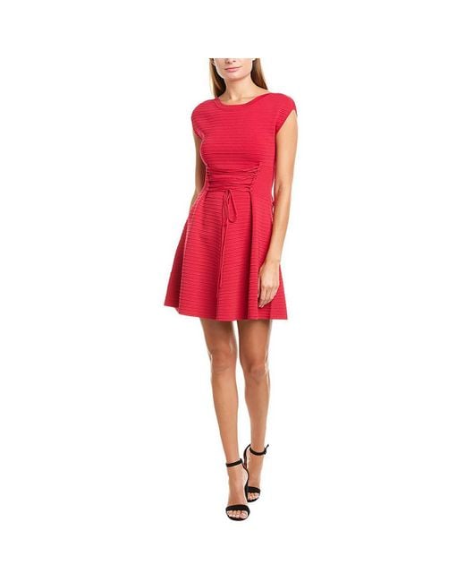 French Connection Red Corset Cap Sleeve Scuba Dress