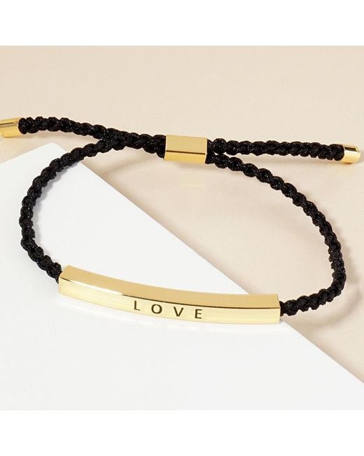 Fashnzfab Metallic Dipped Love Message Bar Pointed Rope Adjustable Cinch Pull Tie Bracelet