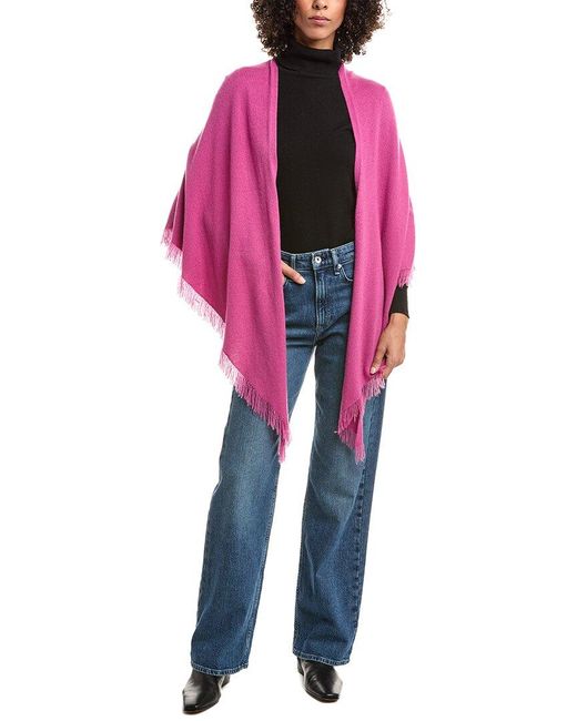 Forte Pink Cashmere Fringe Triangle Cashmere Wrap
