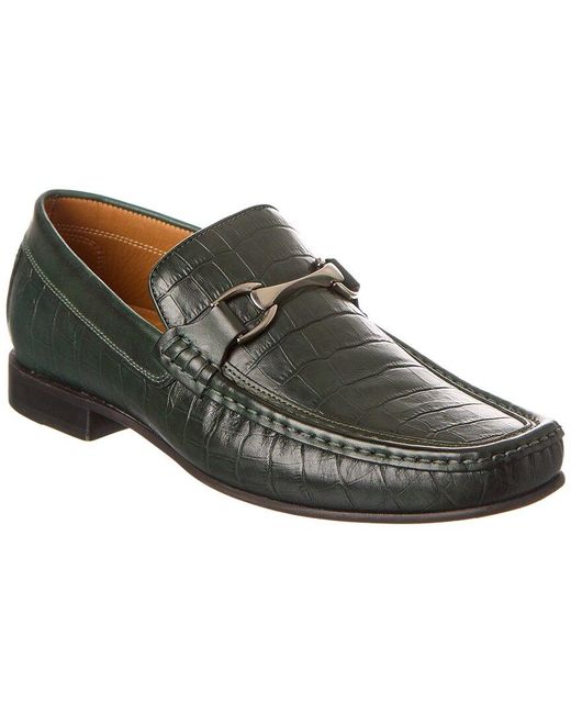 Donald J Pliner Black Dannie Croc-embossed Leather Loafer for men
