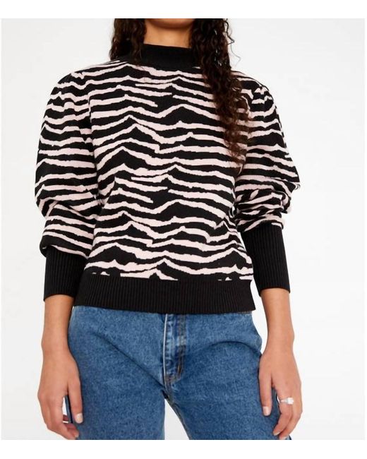 WILD PONY Black Zebra Print Intarsia-knit Sweater