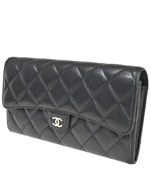 Chanel Gray Classic Flap Leather Wallet (pre-owned)