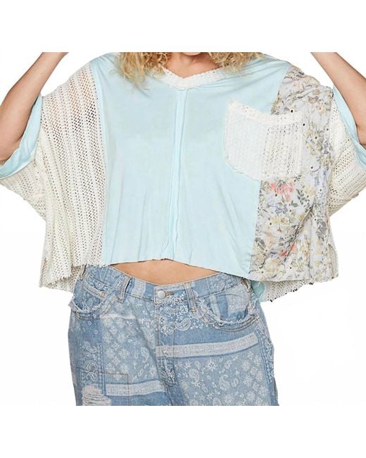 Pol Blue V Neck Top