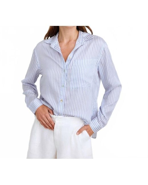 Bella Dahl Blue Oversized Split Back Button Down Shirt