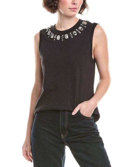 Cinq À Sept Black Gem Neckline Blaine T-Shirt