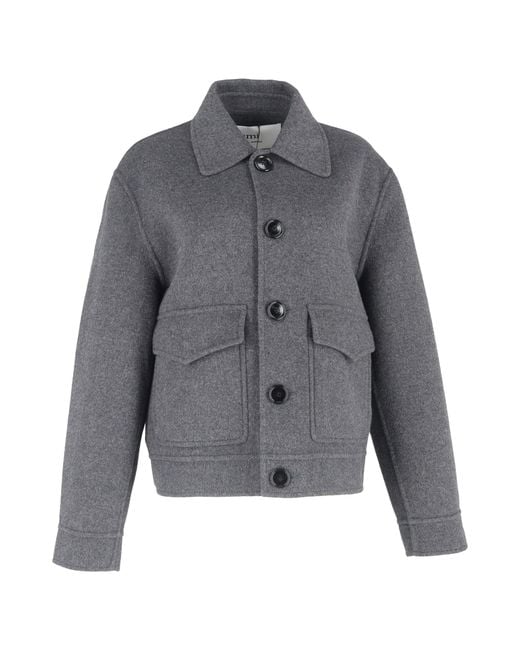 AMI Gray Boxy Fit Double Face Jacket